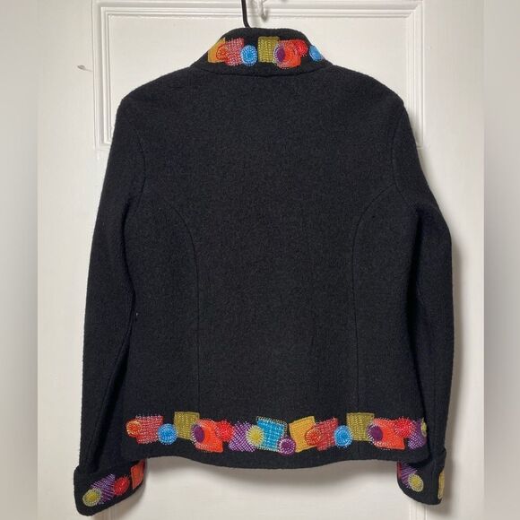 Icelandic Design | Wool Embroidered Button Down Jacket Black Multicolor Small - Picture 8 of 11